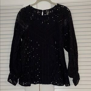 Anthropologie Black Eyelet Blouse